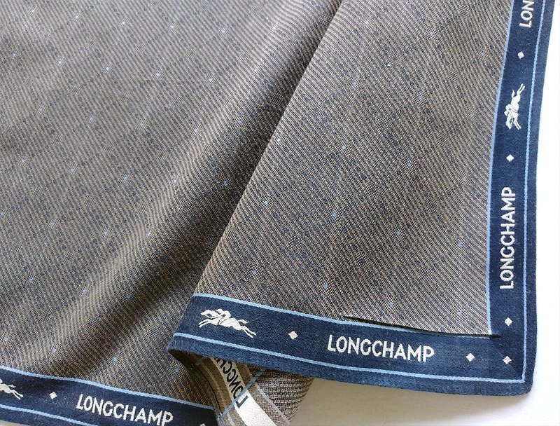 Longchamp Men Vintage Handkerchief - Handkerchiefs & Pocket Squares - Cotton & Hemp Gray