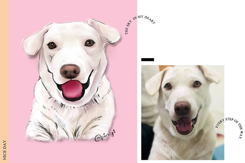 Customized pet dog portrait portrait painting hairy child like face painting ((Mix/Langlang/Little White/Little Black/Taiwan Dog - Wedding Invitations - Other Materials Orange