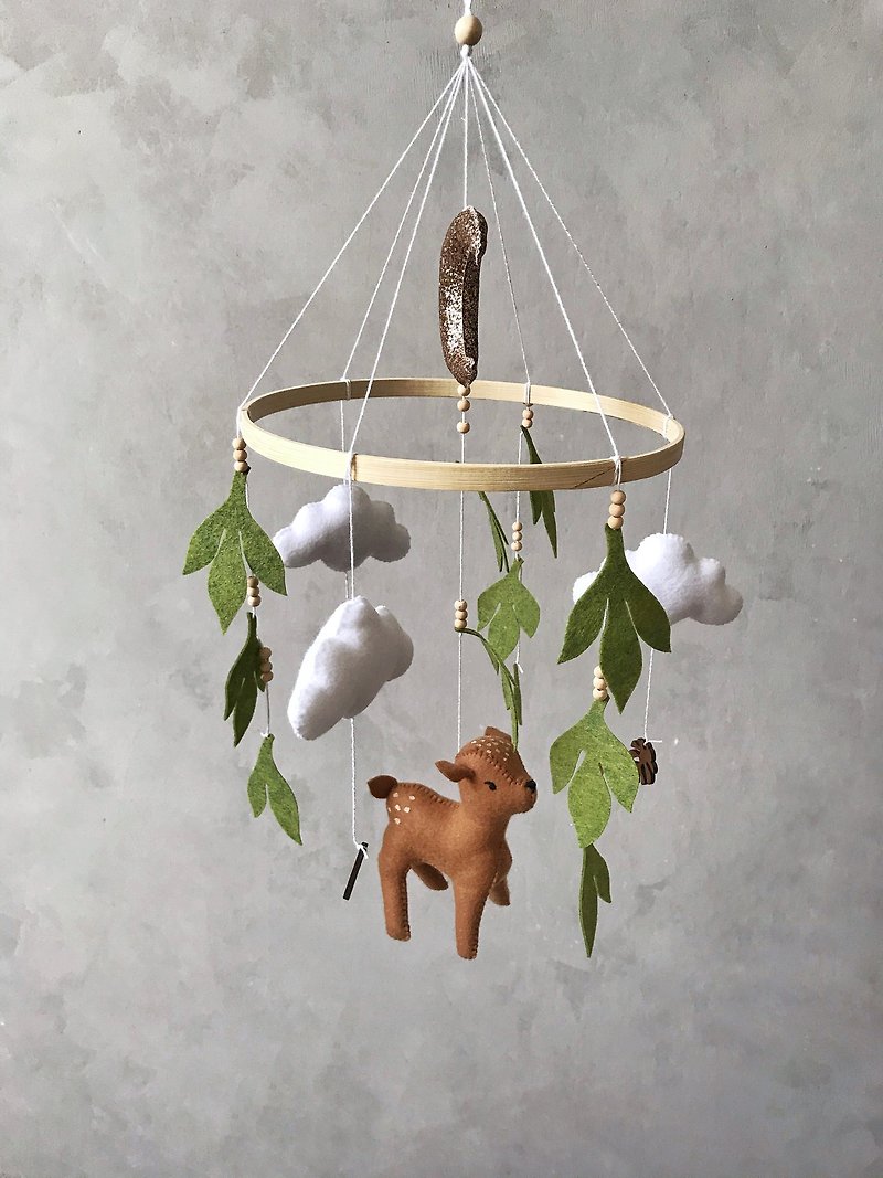 環保材質 寶寶/兒童玩具/玩偶 綠色 - Neutral woodland deer crib mobile for nursery decor and baby gift