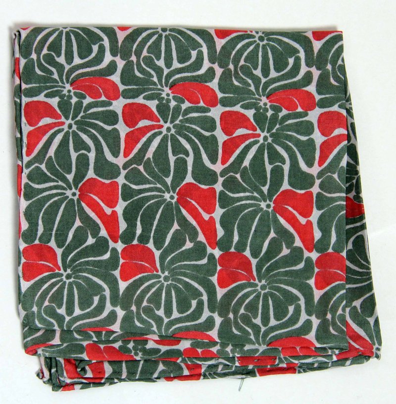 Plumeria Khaki silk pocket square - Scarves - Silk Multicolor