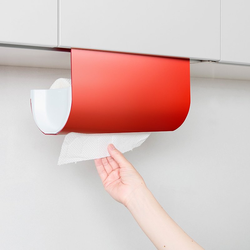 日本AUX 重複貼櫥櫃捲筒紙巾架 - 紅 - 廚具 - 樹脂 紅色