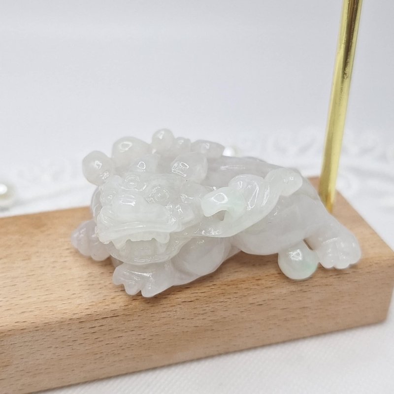 Ice pink violet hand-carved Pixiu carving | Natural Burmese jade A grade jadeite - สร้อยคอ - หยก 