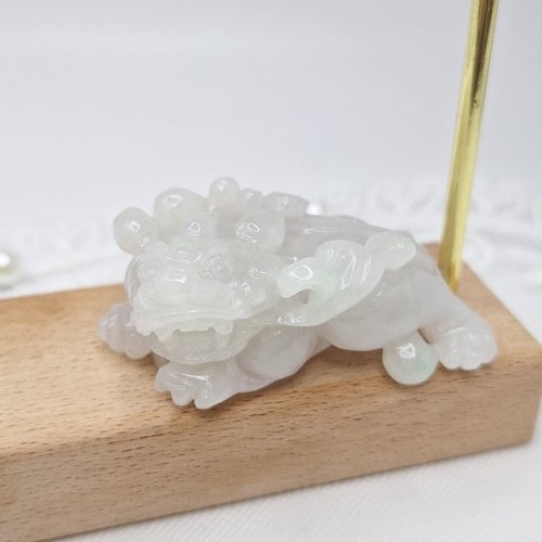 緣圓翡翠 冰潤粉紫羅蘭手工雕刻貔貅雕件 |天然緬甸玉A貨翡翠