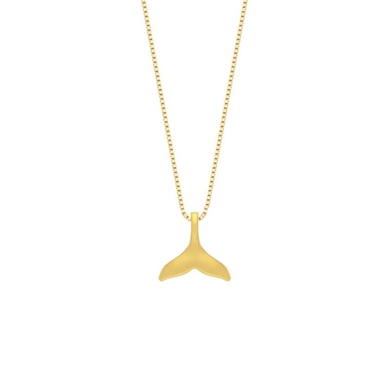 Treasure chest gold jewelry 9999 gold pure gold pendant/necklace/clavicle chain whale wishing tail - Necklaces - 24K Gold Gold