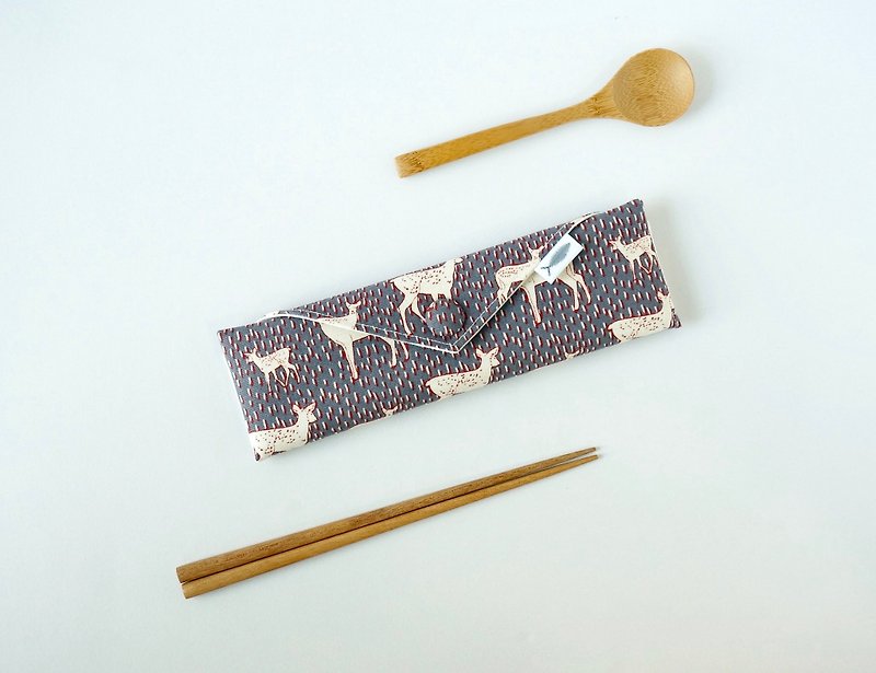 / Deer spot / / cutlery bag / brush bag / stationery pencil case - อื่นๆ - ผ้าฝ้าย/ผ้าลินิน สีเทา