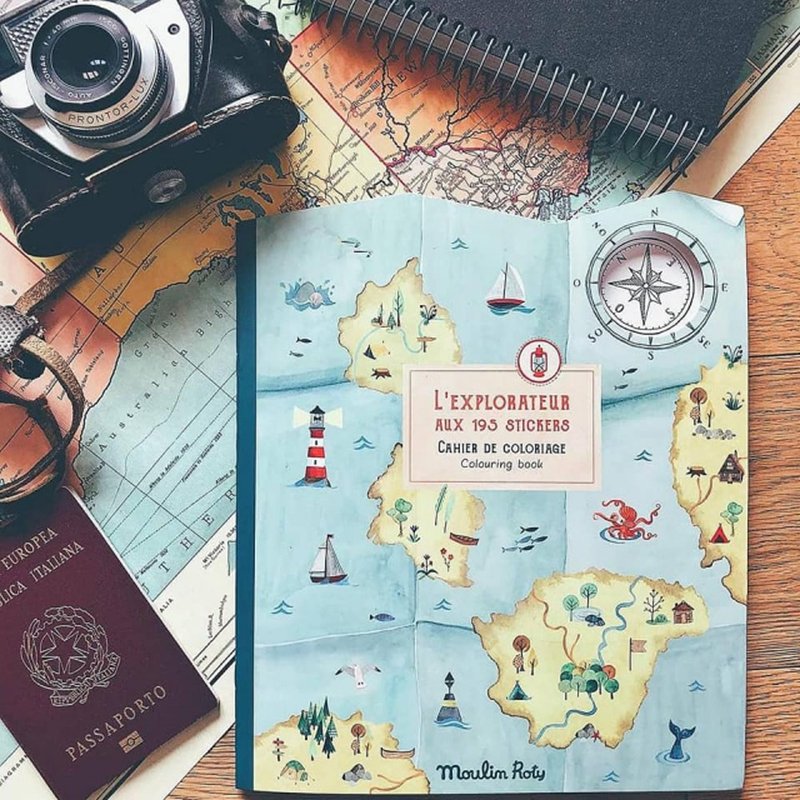 法國 Moulin Roty 塗鴉貼紙冊-探險家 - 兒童繪本/故事書 - 紙 多色