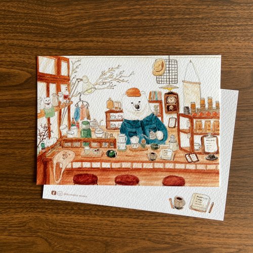 熊子的深夜畫室 插畫明信片 - 老宅咖啡