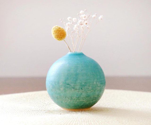 青緑色 陶器 花瓶 約25cm 青緑色 陶器 花瓶 約25cm
