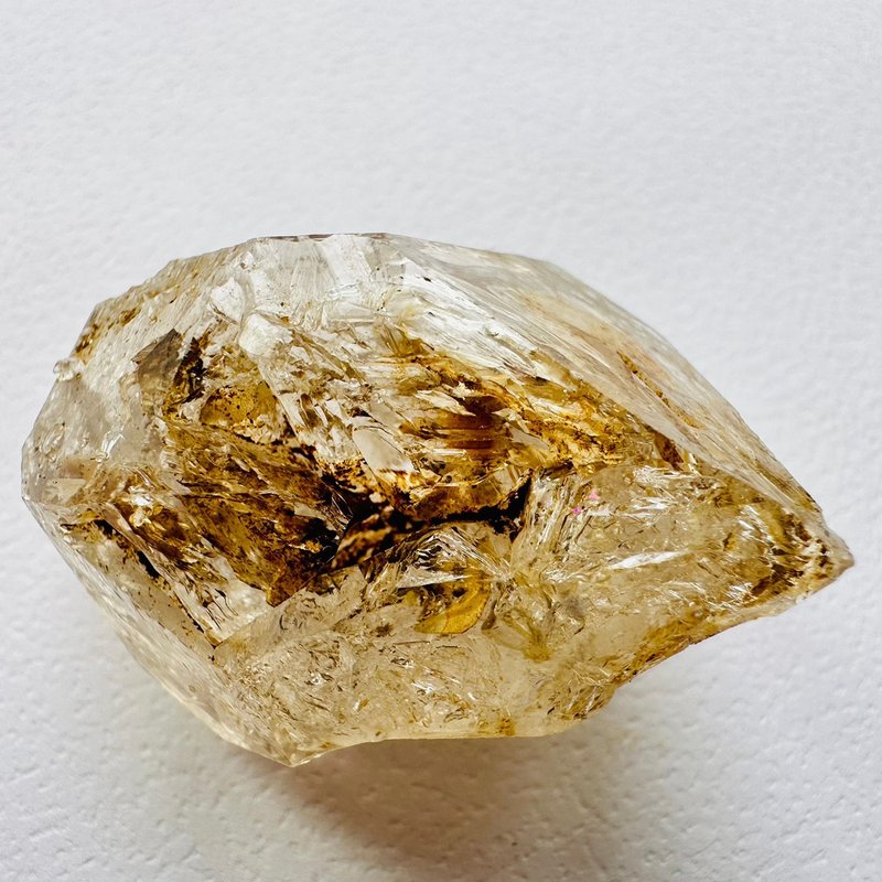 巴基斯坦黃泥骸骨水晶 紫16 彩虹骨幹水晶開窗 原石原礦寶石蒐藏 - 擺飾/家飾品 - 其他材質 黃色