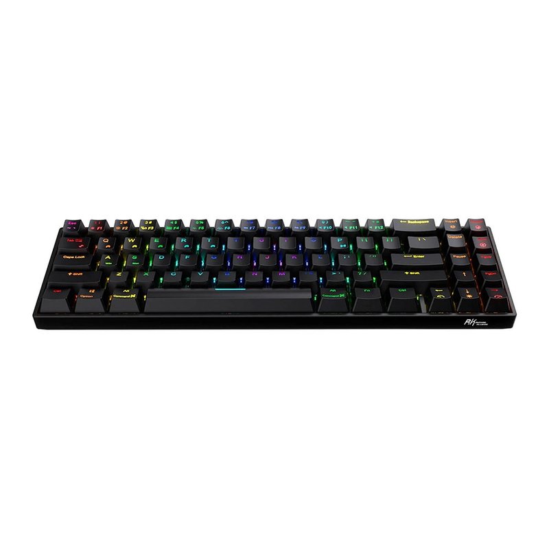 【RK】71 70% Bluetooth three-mode wireless mechanical keyboard brown axis RGB black - อุปกรณ์เสริมคอมพิวเตอร์ - พลาสติก สีดำ