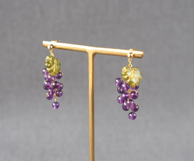 ぶどう ピアス - Shop diamond-piko Earrings & Clip-ons - Pinkoi