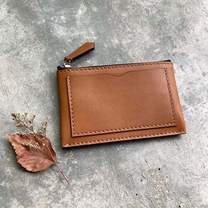 Card wallet amber Brown customized gift