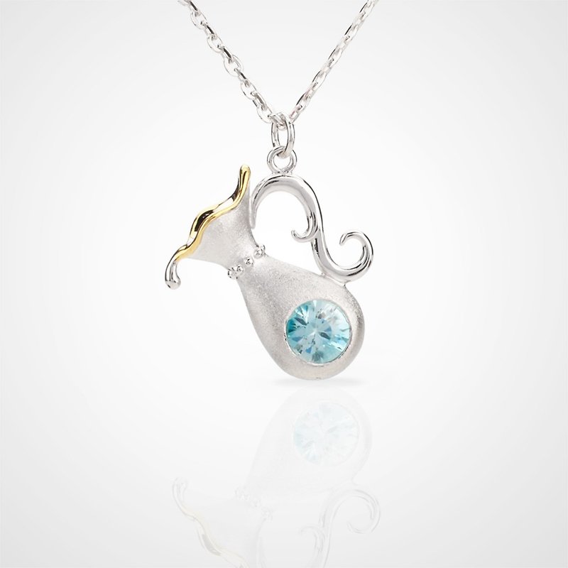 Handmade 925 sterling silver [Aquarius necklace aquarius] Constellation series - Necklaces - Sterling Silver Silver