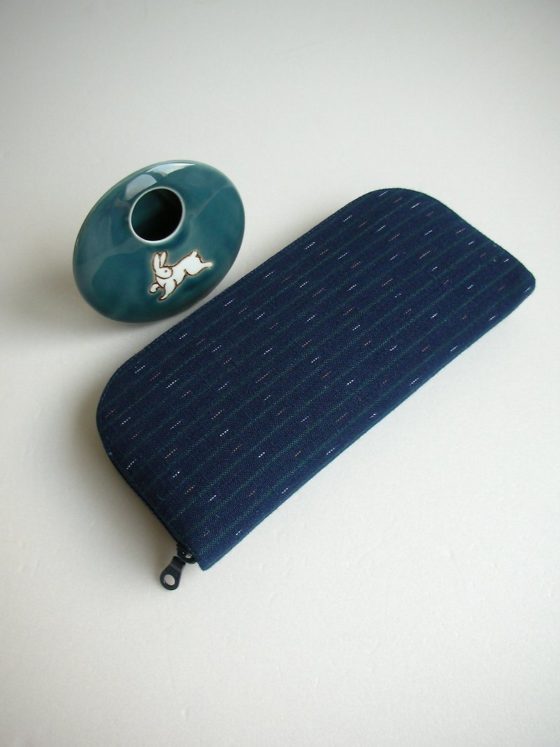 Bingo Festival Knitting [Daimyo Kosame]-long wallet/wallet/coin purse/gift - กระเป๋าสตางค์ - วัสดุอื่นๆ สีน้ำเงิน