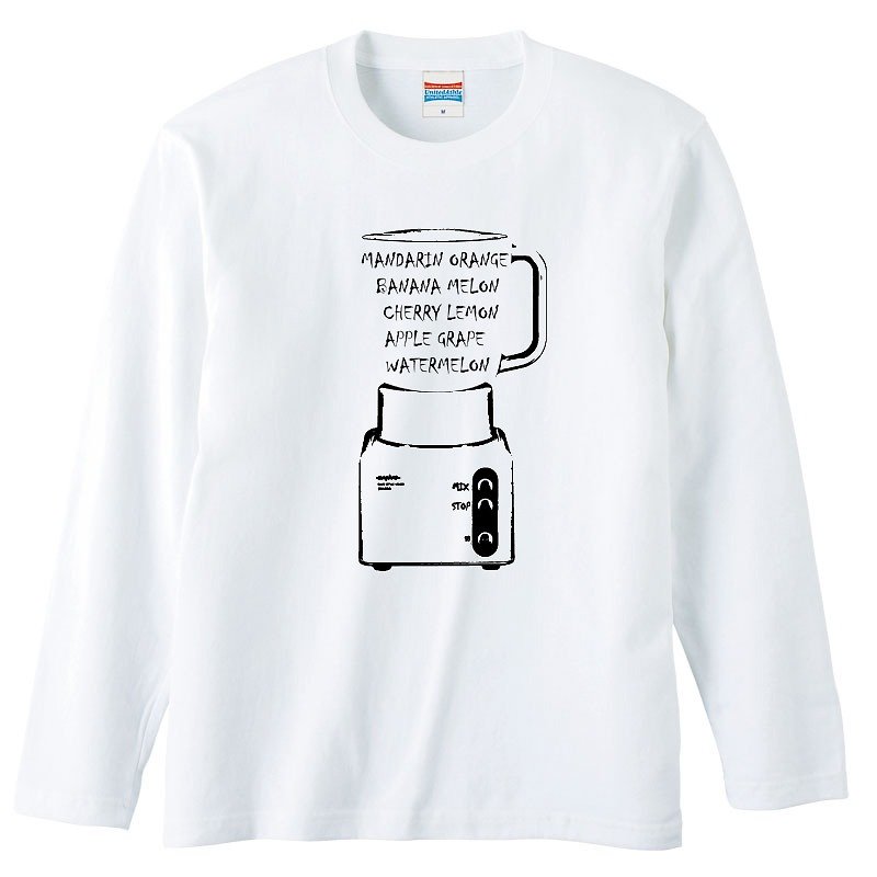 Long sleeve T-shirt / Typo mix juice - เสื้อยืดผู้ชาย - ผ้าฝ้าย/ผ้าลินิน ขาว