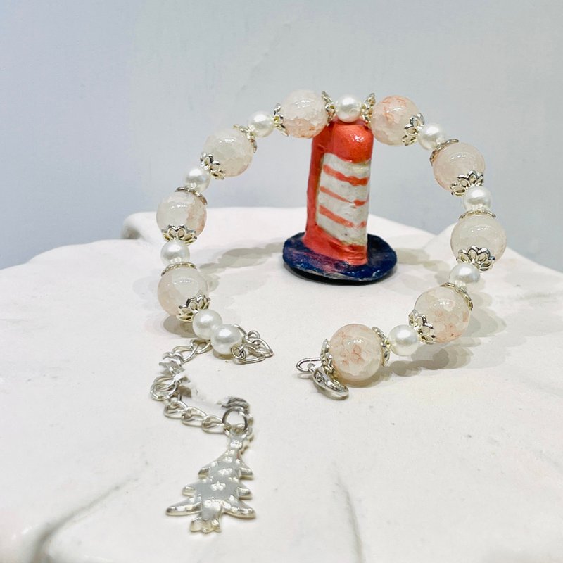 台灣設計師手工飾品-冰晶珠手鍊【夏日飲品-蜜桃奶霜】 - 手鍊/手環 - 琉璃 