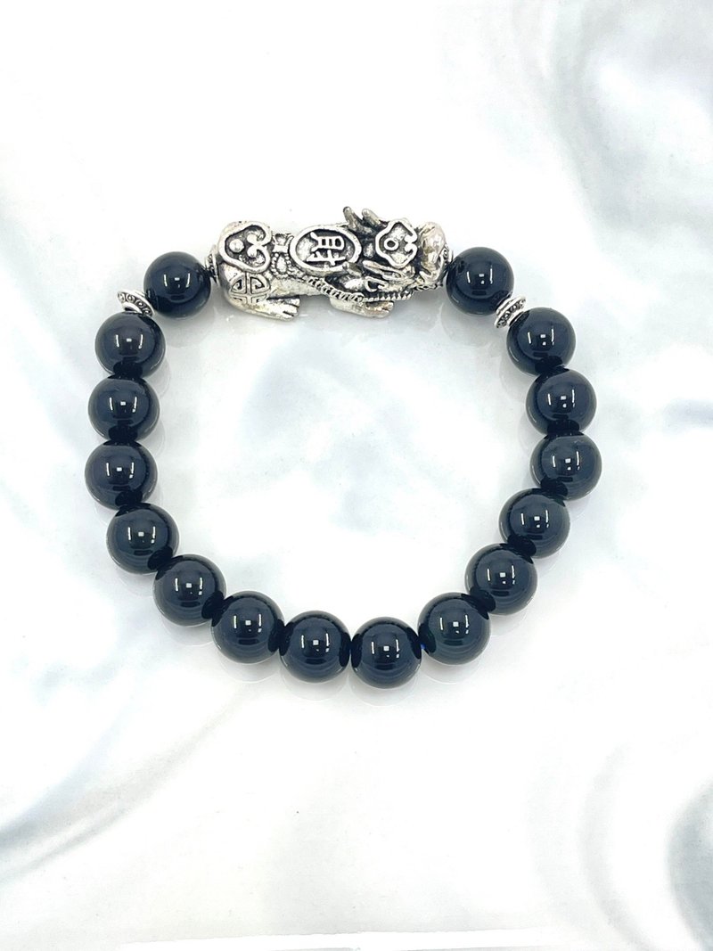 Lucky Pixiu Obsidian Bracelet (Men's Model), (Consecration Included) Absorbs Negative Energy, Avoids Evil and Transforms Evil - สร้อยข้อมือ - หยก 