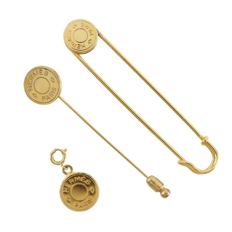 【日本直送】エルメス HERMES セリエ ブローチ2点セット ペンダントトップ BIJOUTERIE FANTAISIE 金メッキ 約2g レディース【中古】 - 項鍊 - 其他金屬 金色
