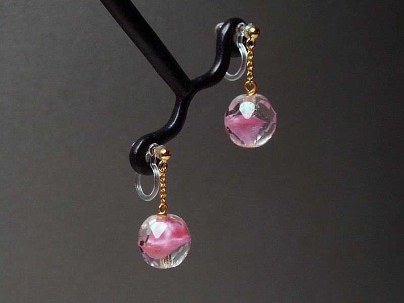 #GE300 Murano Glass Beads Earring - Earrings & Clip-ons - Glass Pink