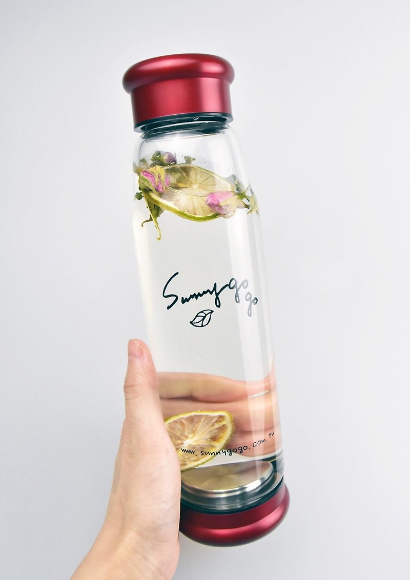Glass and Stainless Steel Water Bottle / Red - ถ้วย - แก้ว สีแดง