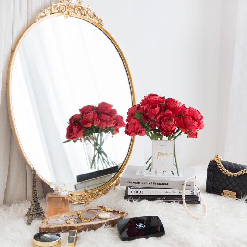 Red Queen Rose Paris vase for Decoration - 擺飾/家飾品 - 紙 紅色