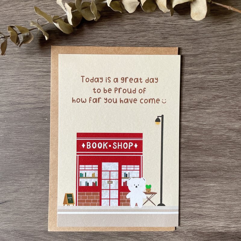 #32 _smallthings 插畫明信片(書店) - 卡片/明信片 - 紙 卡其色