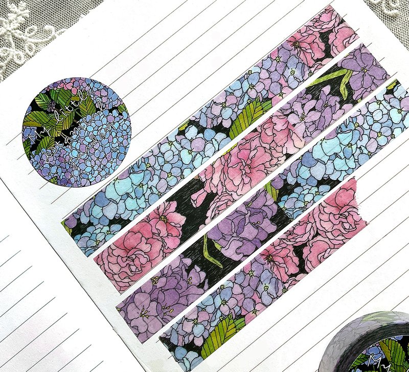 flower washi paper masking tape 9 (dami) - 紙膠帶/和紙/PET - 紙 多色