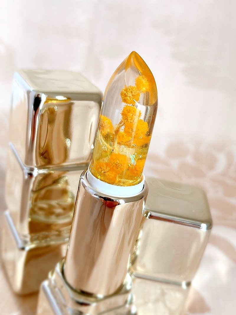 Mimosa Lip Bag Charm Lipstick Accessories - ที่ห้อยกุญแจ - เรซิน สีเหลือง