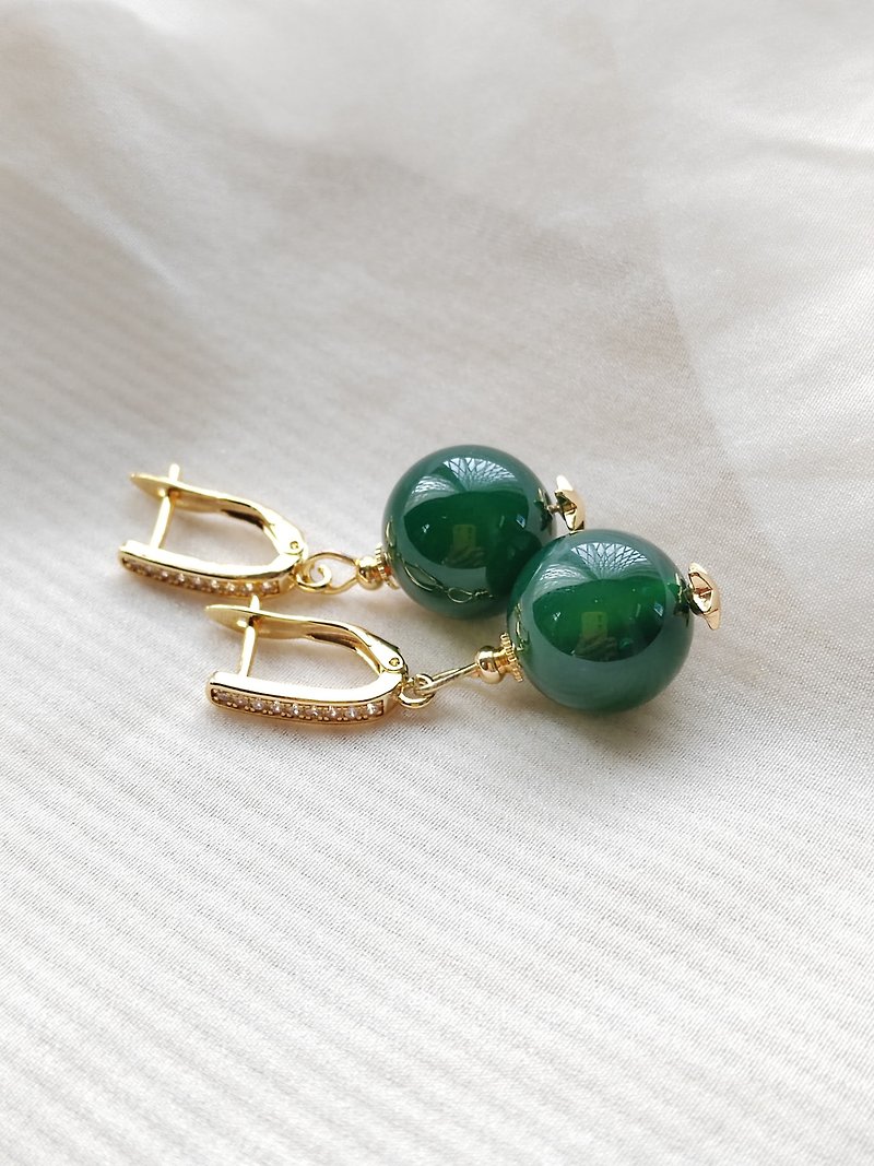 jade earrings - Earrings & Clip-ons - Jade Green