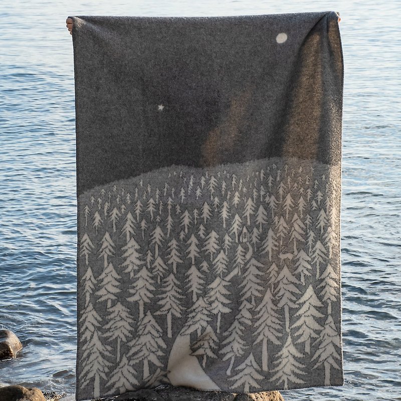 Sweden Klippan Pure Wool Blanket (Forest Cabin/Grey) - Blankets & Throws - Wool Multicolor