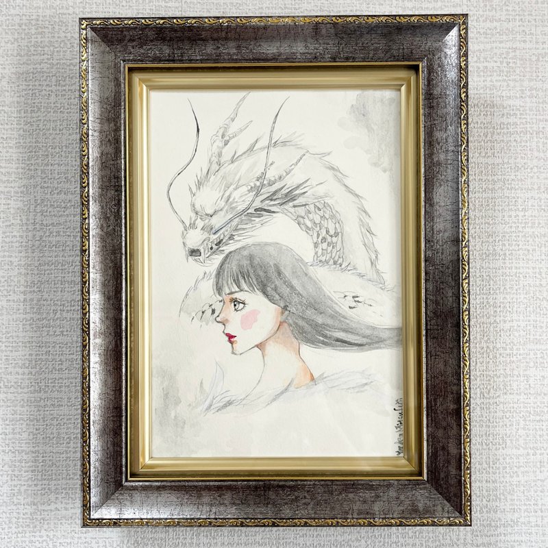 【Ryuun】Ink Painting Style Acrylic Painting (Framed) Original Art - Posters - Paper Gray