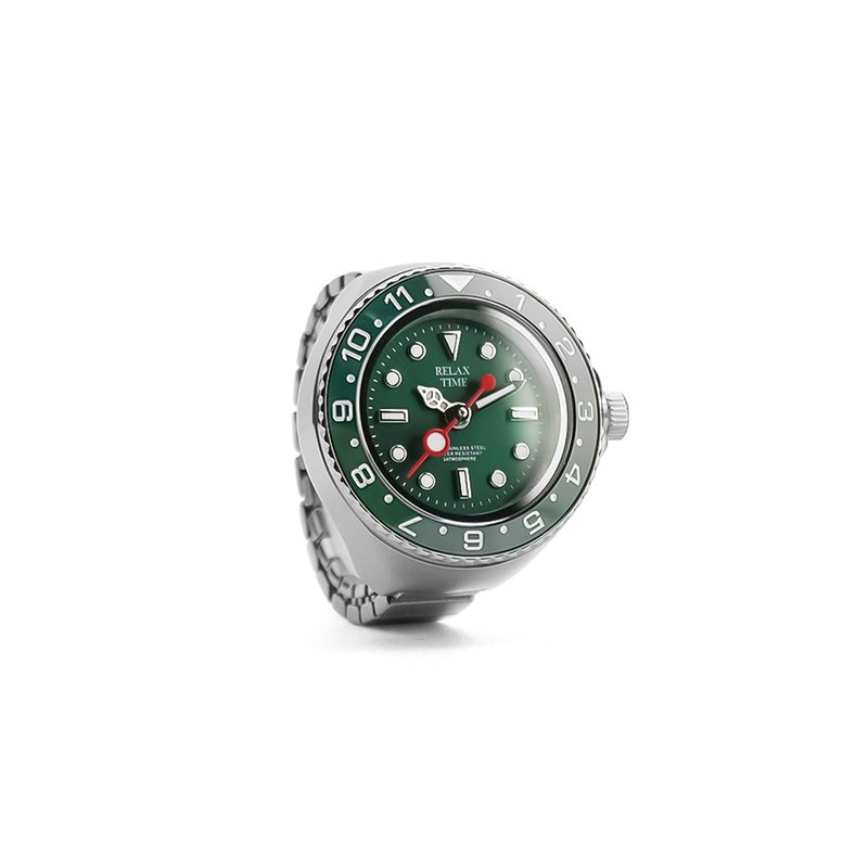 こちらは予約商品です-RELAX TIME サブマリーナリングウォッチ - グリーンサブ (RT-R-02) - リング・指輪 - ステンレススチール グリーン