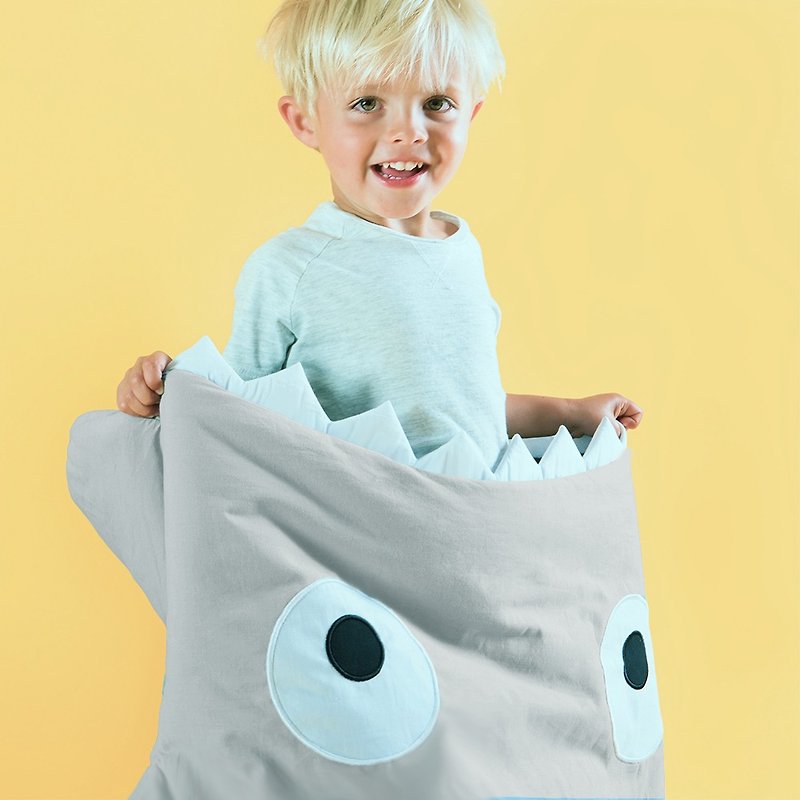 BabyBites Shark Bite Cotton Children's Multifunctional Sleeping Bag - Khaki Grey - Bibs - Cotton & Hemp Multicolor