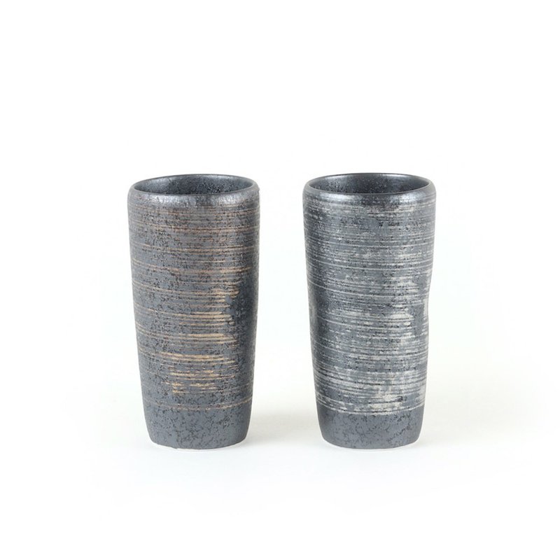 晶釉 金銀酒杯組 - 酒杯/酒器 - 瓷 黑色
