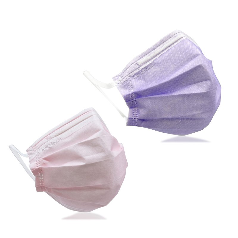 【粉嫩甜心】粉紫2色混裝_台灣製寬耳帶成人醫療口罩(40入) - 口罩/口罩收納套 - 其他材質 多色