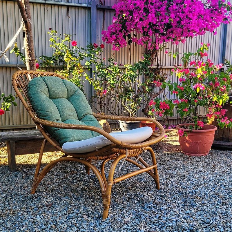 莫特 天然藤編躺椅/沙發兩用款 峇厘島風 附椅墊 - 椅子/沙發 - 植物．花 卡其色