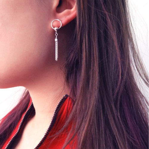 レトロハートサークルタッセルダングルイヤリング925スターリング