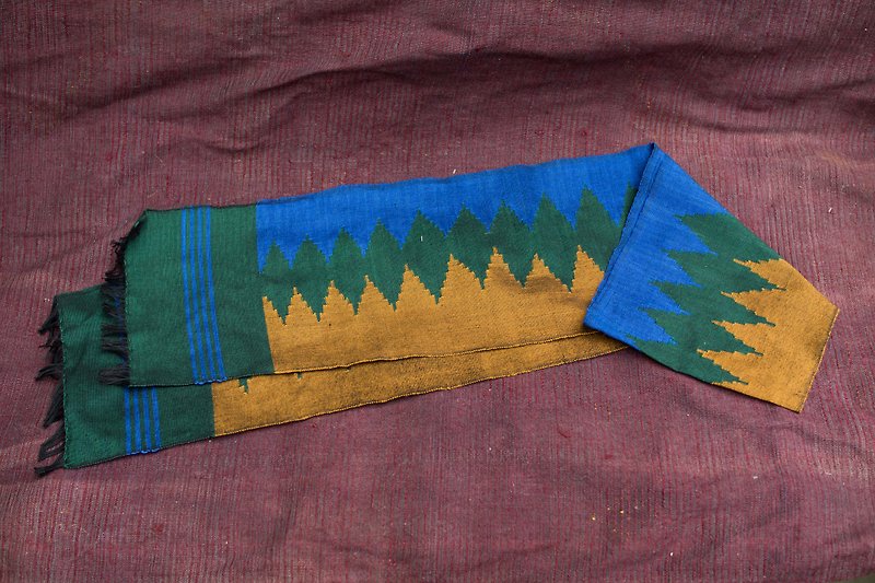 EARTH.er │DHAKA SCARF Nepal pattern scarf # 05│ :: Hong Kong original design brand :: - Scarves - Cotton & Hemp Green