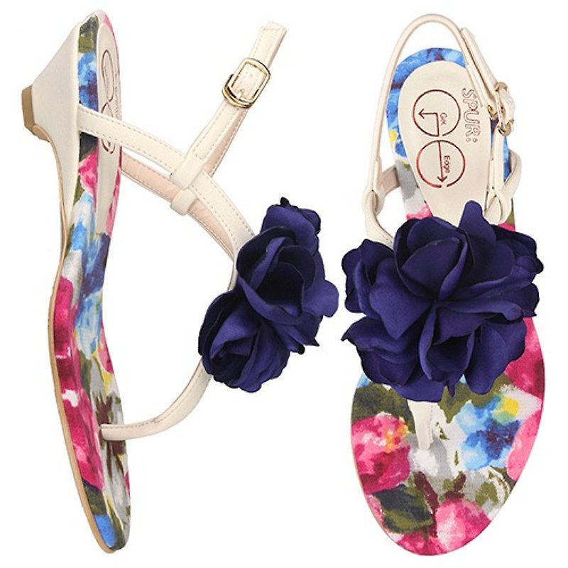 【Summer must buy】SPUR Is in vivid bloom sandals  27091 BLUE - รองเท้าลำลองผู้หญิง - ไฟเบอร์อื่นๆ 
