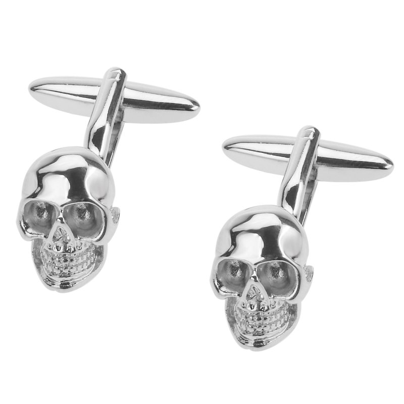 Silver Skull Cufflinks - กระดุมข้อมือ - โลหะ สีเงิน