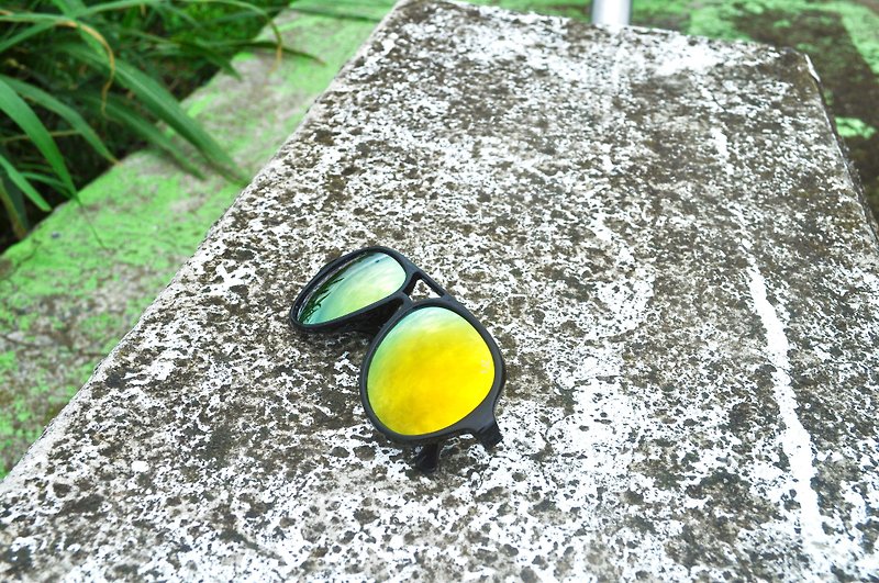 太陽眼鏡│黑色飛行框│橘色反光鏡片│抗UV400│2is TaberT2 - 眼鏡/眼鏡框 - 塑膠 橘色