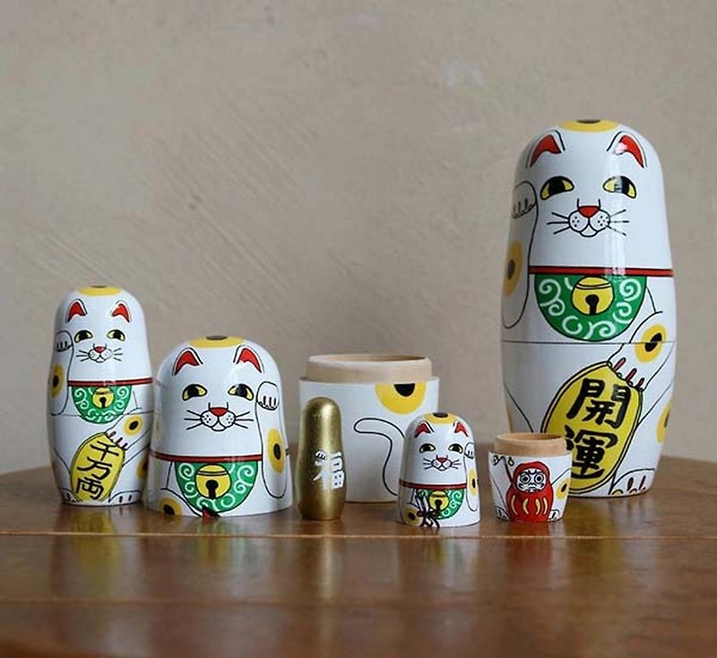Detail Inc x Midori Komatsu Lucky Cat Lucky Cat Russian Doll - Stuffed Dolls & Figurines - Other Materials Multicolor