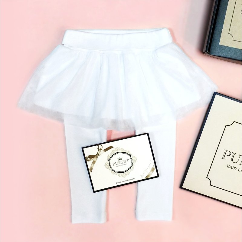 PUREST Barbie little princess/white/fake two-piece skirt pants/baby moon/birthday/gift first choice - ของขวัญวันครบรอบ - ผ้าฝ้าย/ผ้าลินิน ขาว