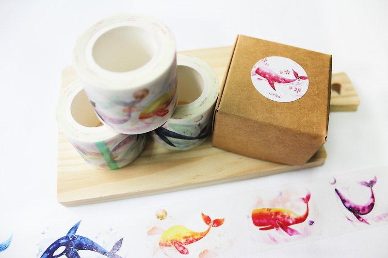 Rainbow whale 2 &Paper tape - Washi Tape - Paper Multicolor