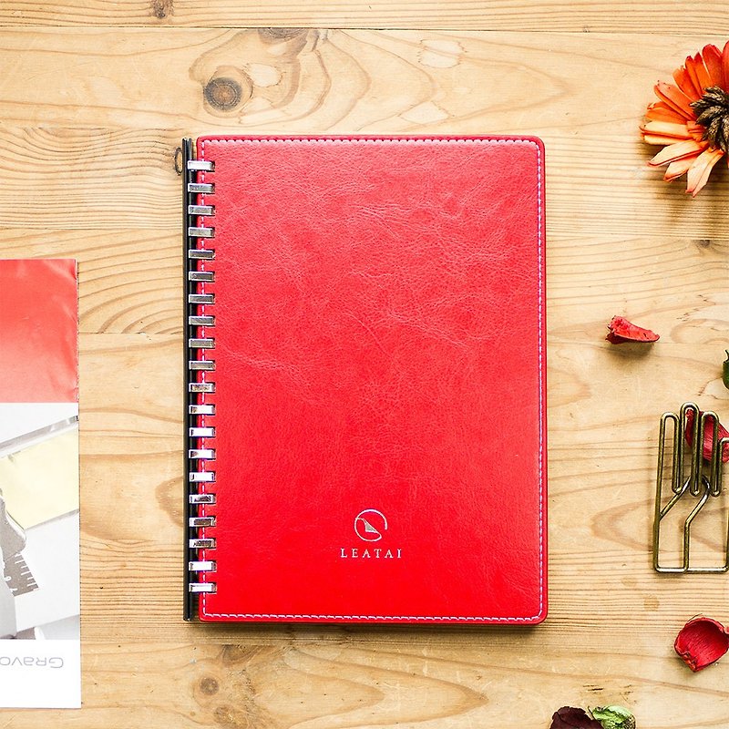 Peaceful。A5 Removable Binder Notebook with Plastic Slide - Red - Notebooks & Journals - Paper Red