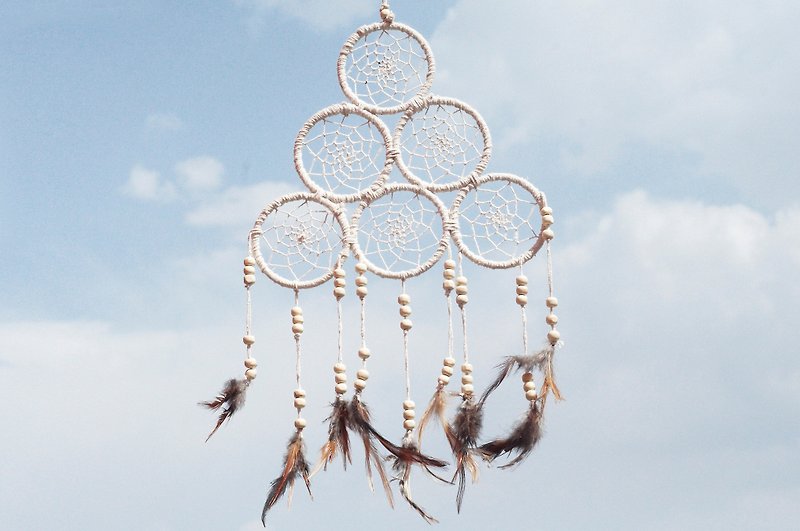 Valentine's Day gift birthday gift Christmas gifts national wind hand-woven cotton Linen boho earth colors dream catcher charm dream Cather / hand-crocheted lace Dreamcatcher - six laps White Dreamcatcher 22cm - ของวางตกแต่ง - ผ้าฝ้าย/ผ้าลินิน ขาว