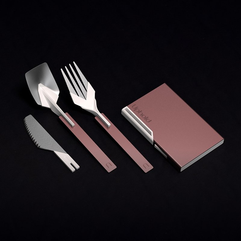 Uphold Cutlery Compact (Rosegold) Folding Travel Cutlery/Collapsible - Cutlery & Flatware - Other Metals 