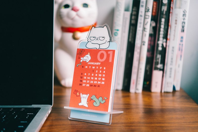 Misanthropic Cat 2025 Calendar with Display Stand - ปฏิทิน - อะคริลิค ขาว