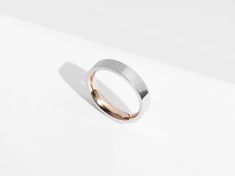 Dual Texture雙質感鈦鋼戒指 | 銀 | 客製刻字 - 戒指 - 不鏽鋼 銀色