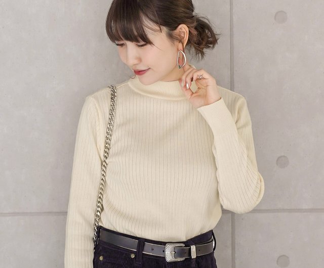 Tops Made in Japan High neck cotton rib knit / JS × momo.yokko
